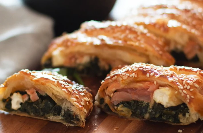 Feuilleté au saumon et épinards