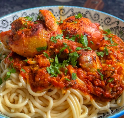 Spaghettis au poulet à la marocaine