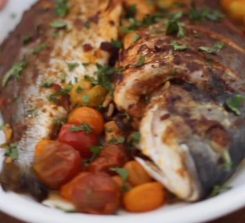 Poisson farci au four