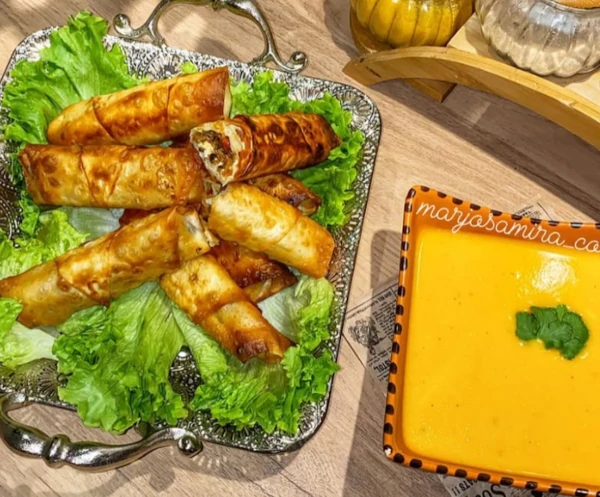 Velouté de lentilles corail & Börek à la viande hachée
