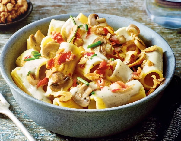 Rigatoni aux champignons et Sauce de Saint Agur