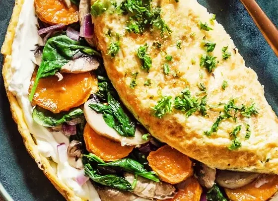 Omelette champignons et épinards