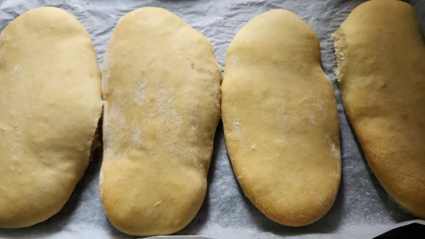 Pains panini légèrement cuits