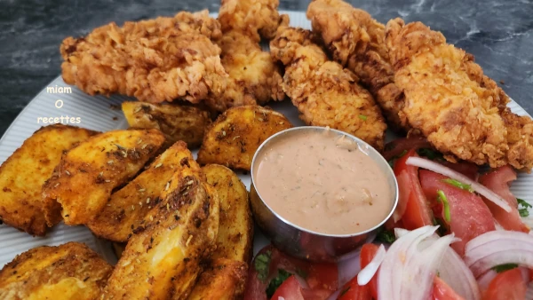 Poulet croustillant et ses potatoes