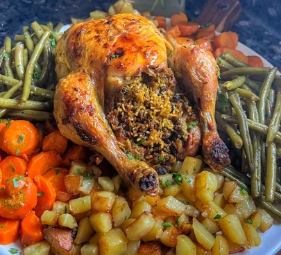 Poulet farci aux vermicelles