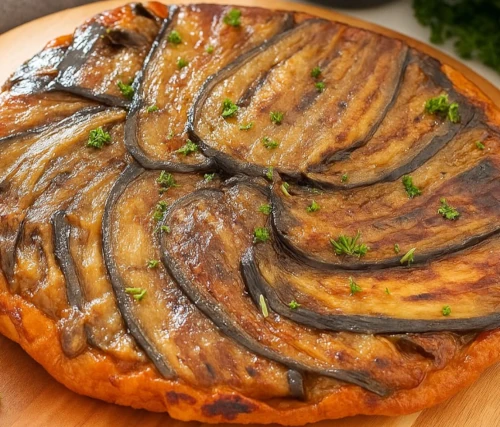 Tarte tatin à l’aubergine et la viande hachée