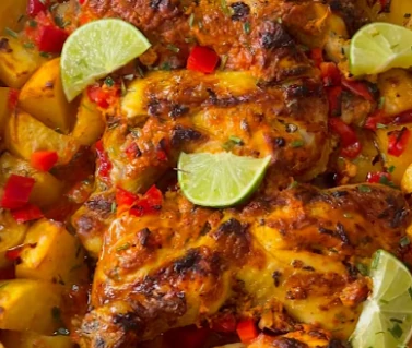 Cuisses de poulet et pommes de terre au four