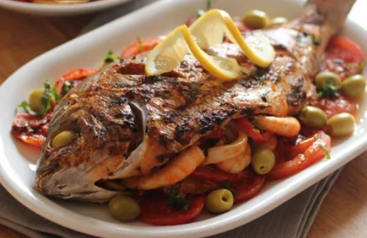 Poisson farci au four