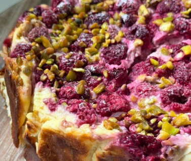 Flan au Skyr Framboise Pistache