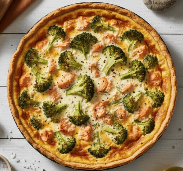 Quiche aux brocolis et saumon fumé