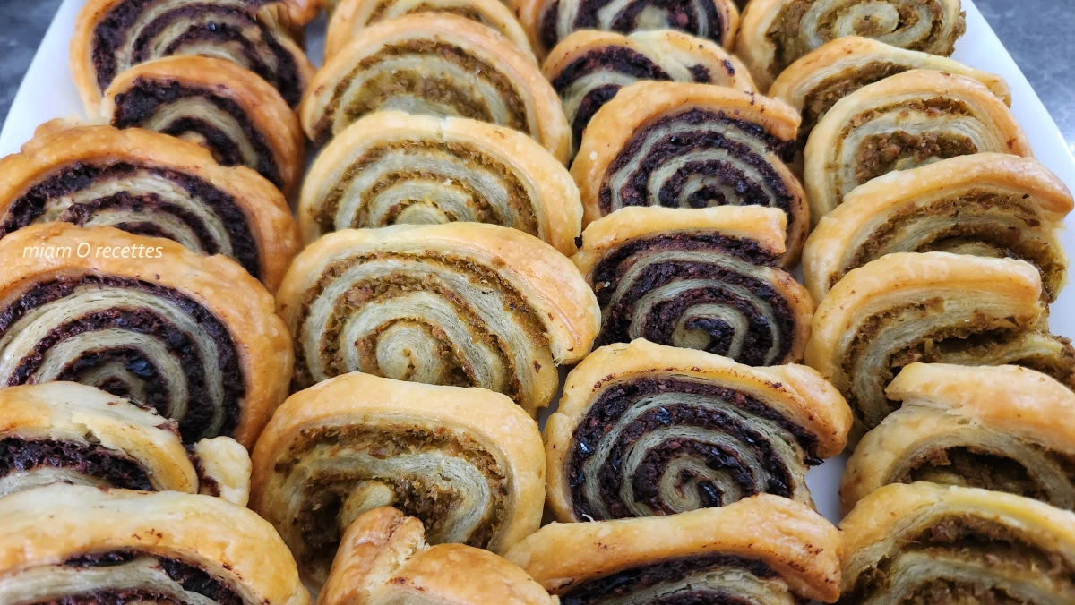 Roulés feuilletés à la tapenade noire et verte