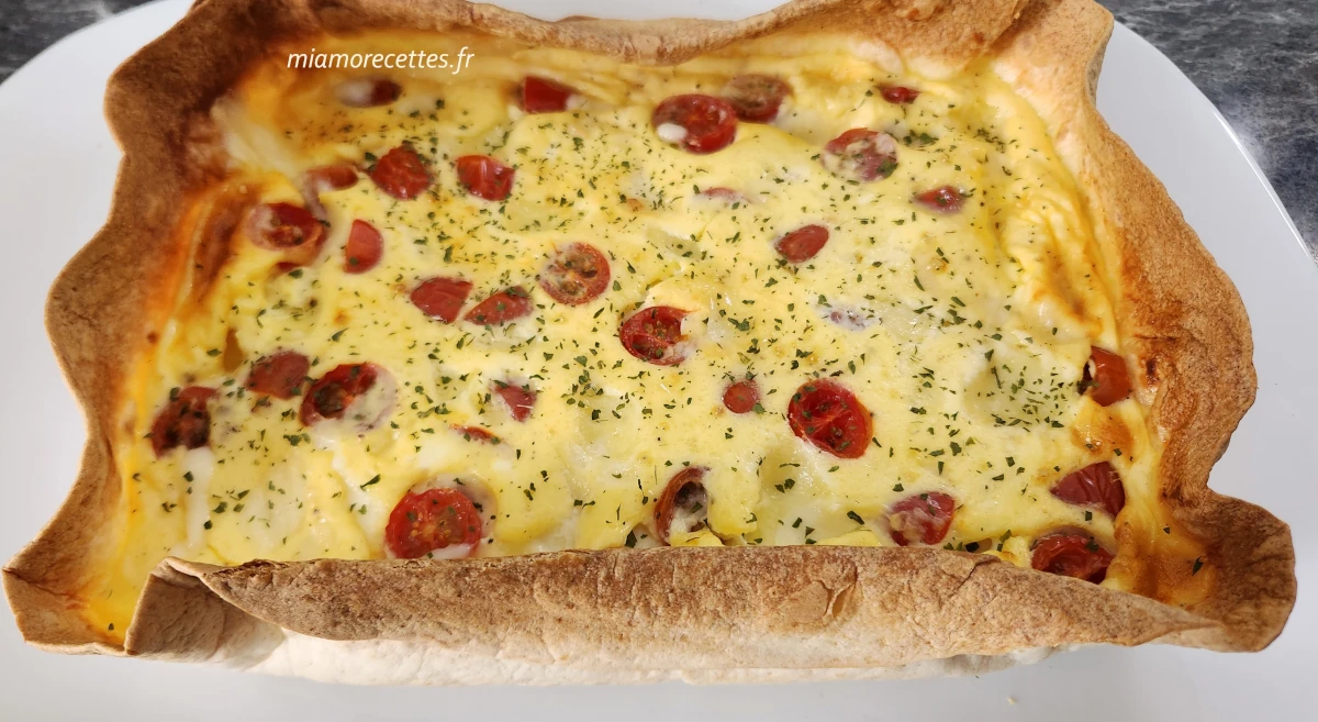 Quiche tortilla au fromage et tomates cerises