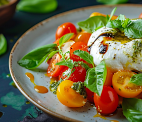 alade de tomates cerises fraîches et sa Burrata